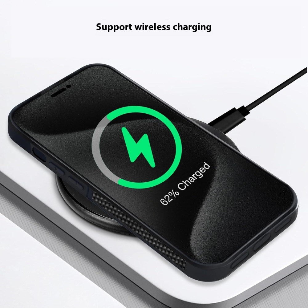 EIDERWOOD iPhone 15 Pro Carbon Cover m. Skridsikker Kant - MagSafe Kompatibelt - Blå