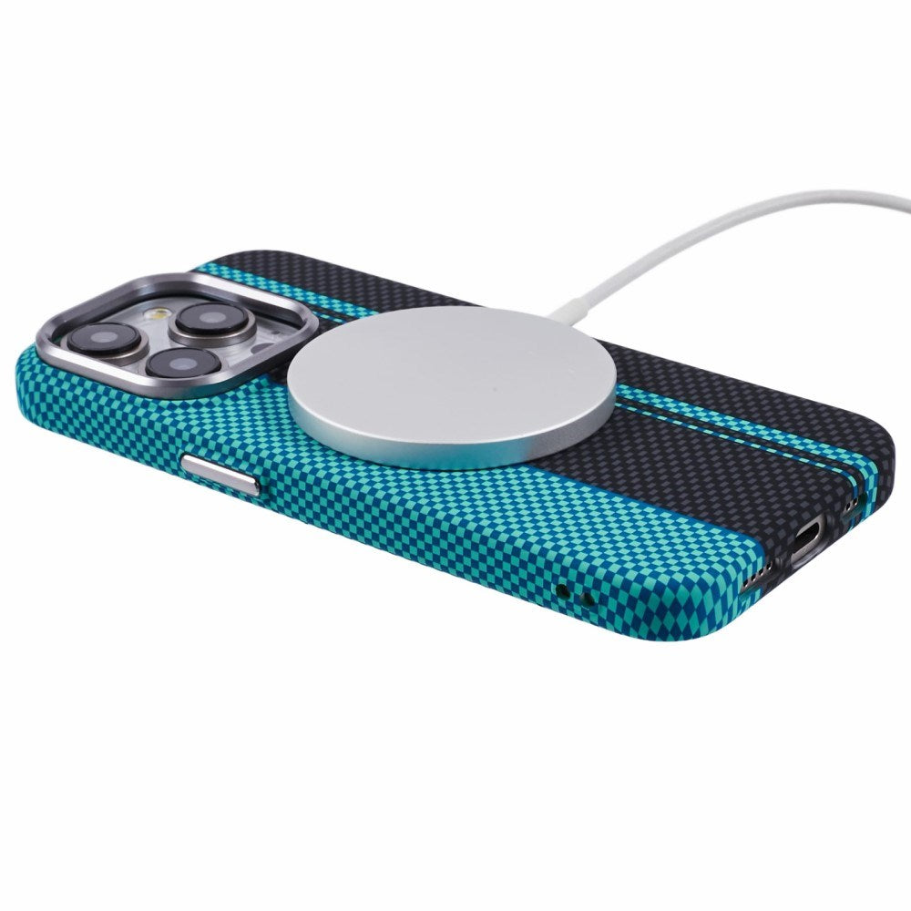 iPhone 14 Pro - EIDERWOOD Mønstret Carbon Cover - MagSafe Kompatibel - Blue/Black