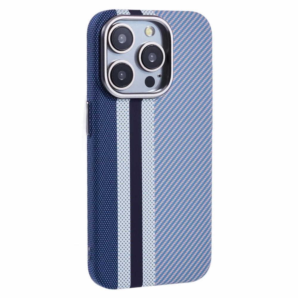 iPhone 14 Pro - EIDERWOOD Mønstret Carbon Cover - MagSafe Kompatibel - Blue Stripes
