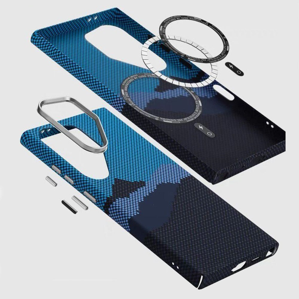 Samsung Galaxy S24 Ultra - EIDERWOOD Mønstret Carbon Cover - MagSafe Kompatibel - Blue Peak