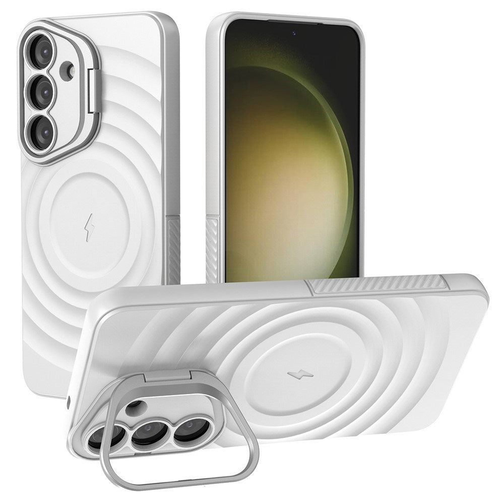 Samsung Galaxy S25+ (Plus) - EIDERWOOD Fleksibelt Plastik Cover m. Tekstur & Kickstand - Hvid