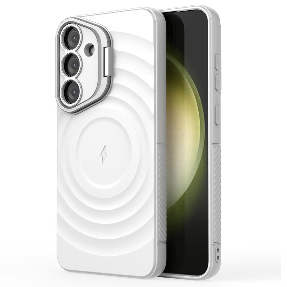 Samsung Galaxy S25+ (Plus) - EIDERWOOD Fleksibelt Plastik Cover m. Tekstur & Kickstand - Hvid