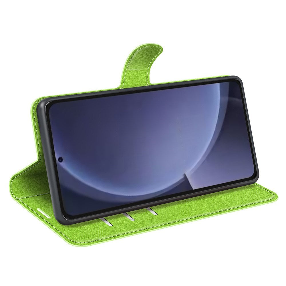 EIDERWOOD Samsung Galaxy S25+ (Plus) Stødresistent Læder Wallet Cover med Litchi Tekstur - Grøn