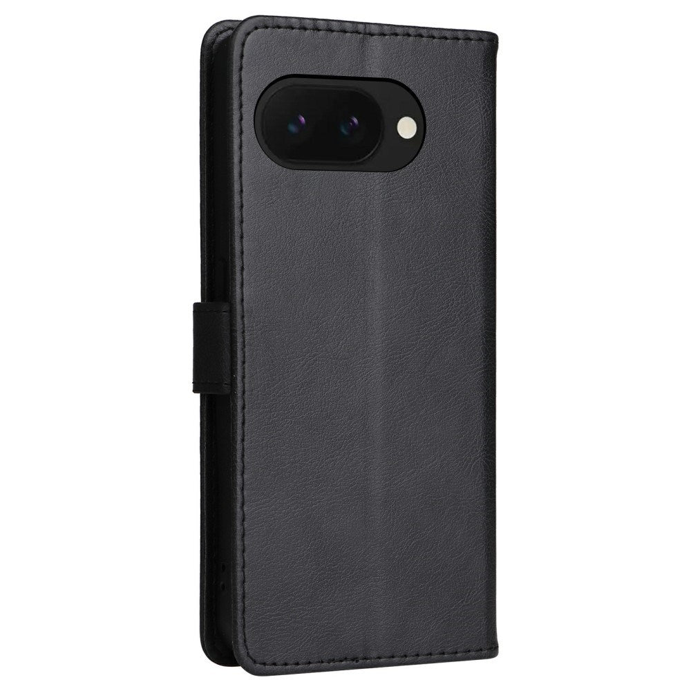 Google Pixel 9a - EIDERWOOD Kunstlæder Flip Cover m. Kortholder & Strop - Sort