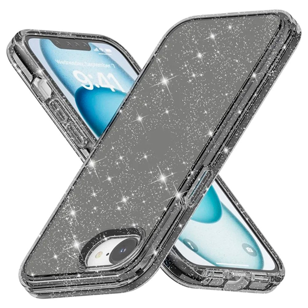 iPhone 17e / 16e - EIDERWOOD Hybrid Glitter Plastik Cover - MagSafe Kompatibel - Sort