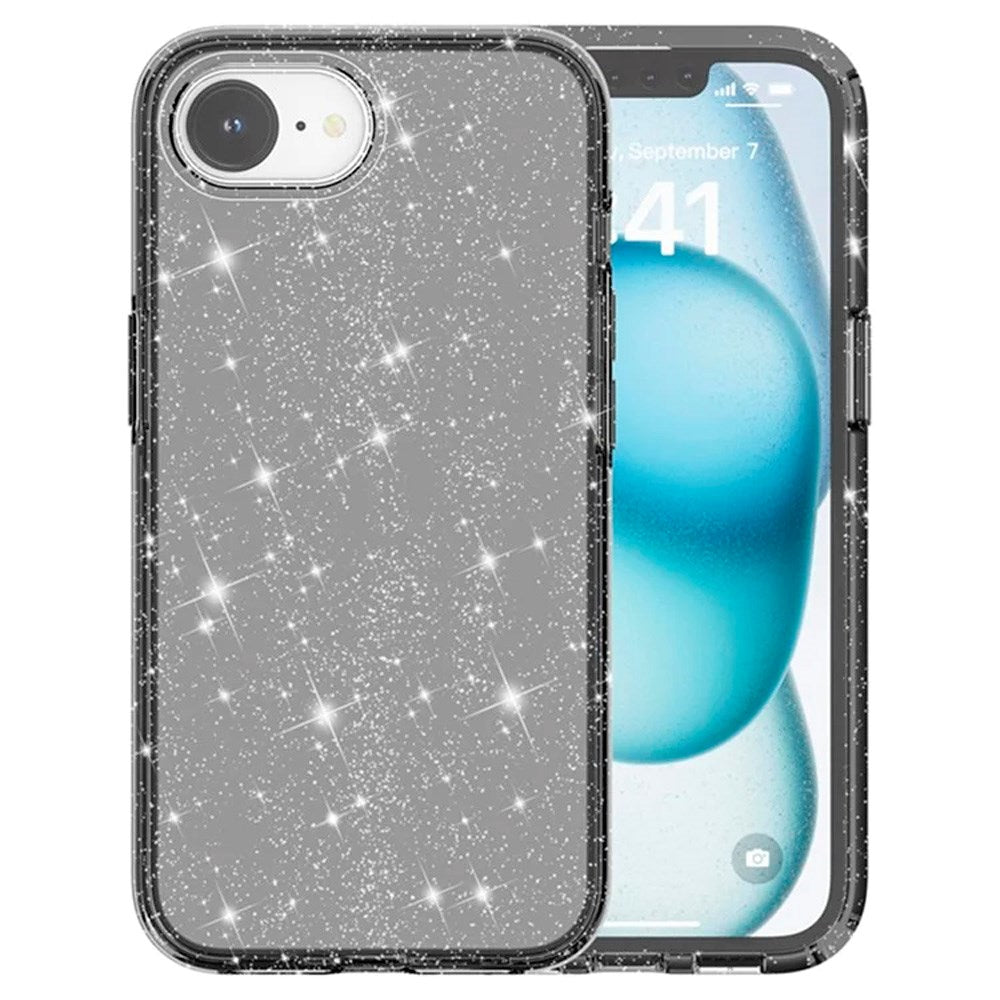 iPhone 17e / 16e - EIDERWOOD Hybrid Glitter Plastik Cover - MagSafe Kompatibel - Sort