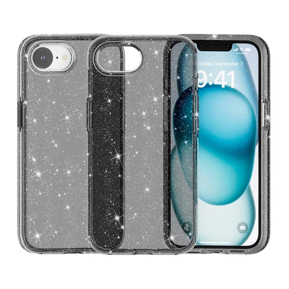 iPhone 17e / 16e - EIDERWOOD Hybrid Glitter Plastik Cover - MagSafe Kompatibel - Sort