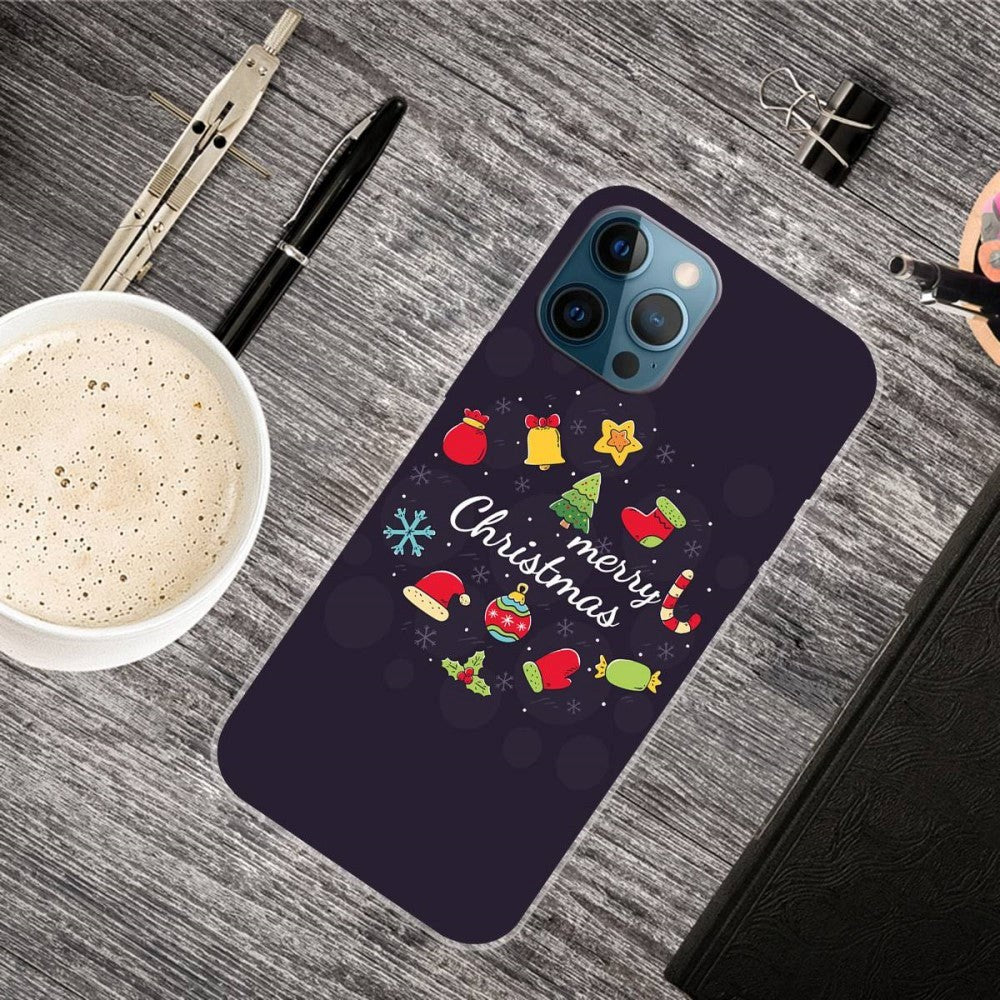 iPhone 14 Pro Fleksibelt Plast Jule Bagside Cover - Juledekoration