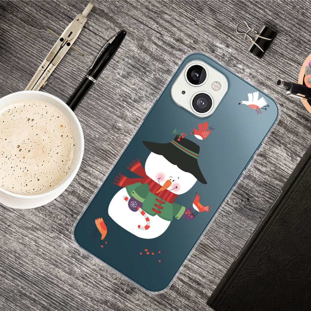 iPhone 14 Fleksibel Plastik Jule Bagside Cover - Snemand