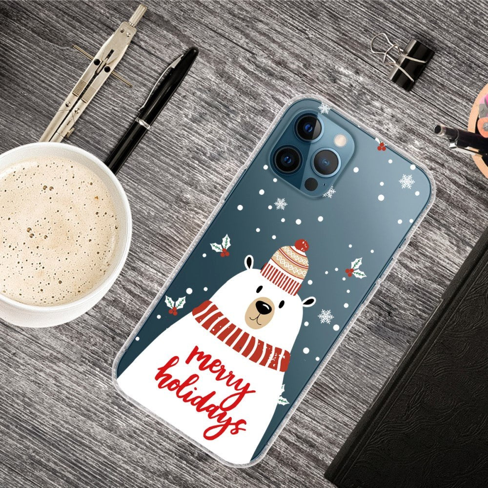 iPhone 14 Pro Fleksibel Plastik Jule Bagside Cover - Julebjørn