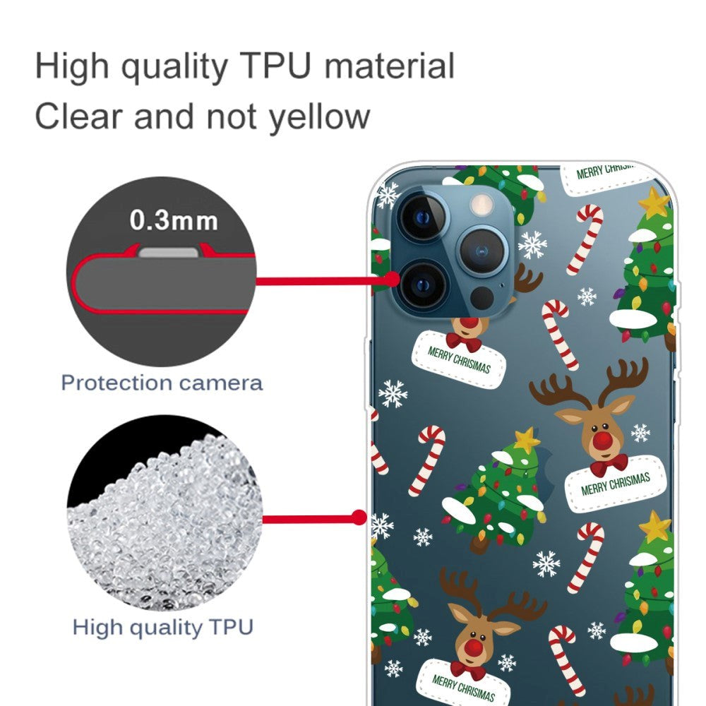 iPhone 14 Pro Fleksibel Plastik Jule Bagside Cover - Julepynt