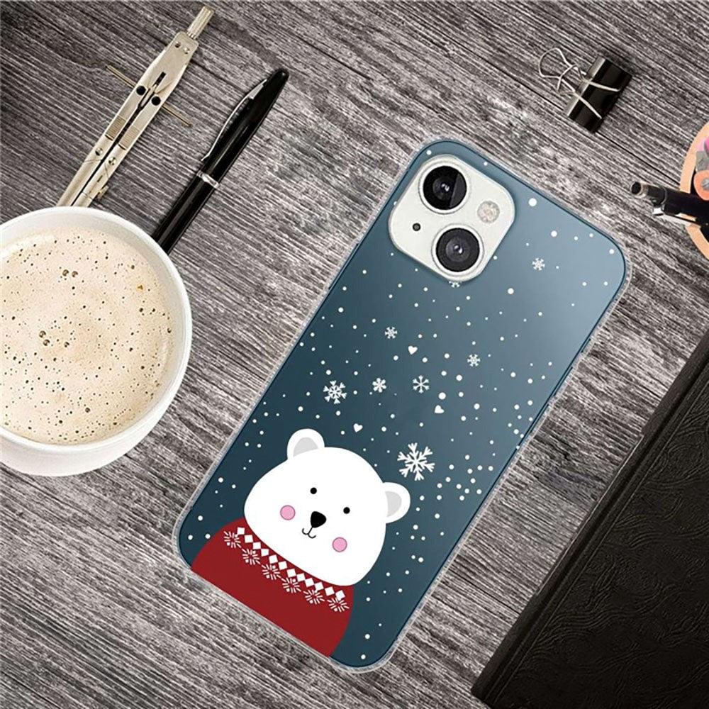 iPhone 14 TPU Plast Julecover - Julebjørn