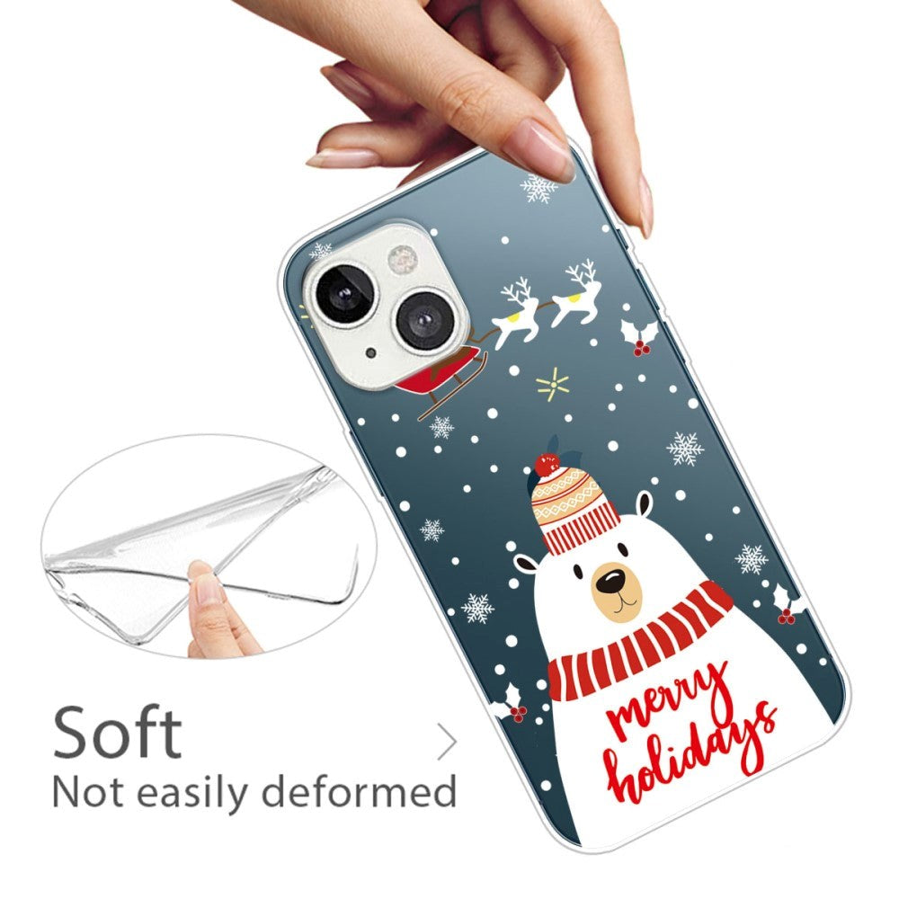 iPhone 14 Plus Fleksibelt Plast Jule Bagside Cover - Isbjørn