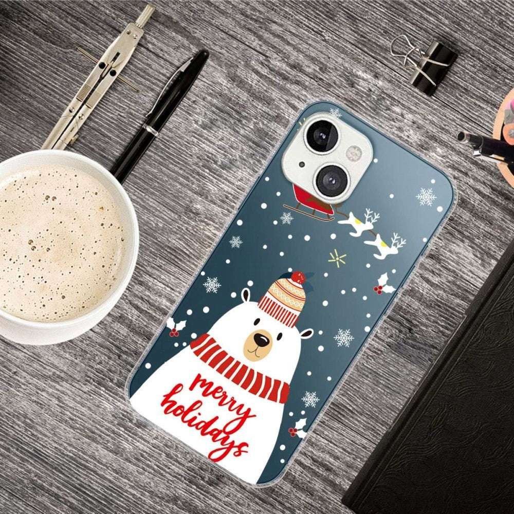 iPhone 14 Plus Fleksibelt Plast Jule Bagside Cover - Isbjørn