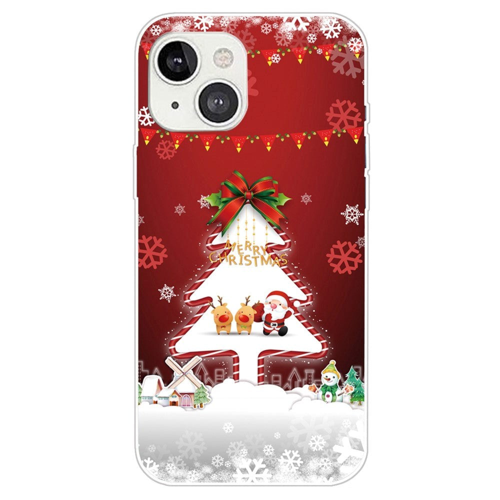 iPhone 14 Plus Fleksibelt Plast Jule Bagside Cover - Juletræ