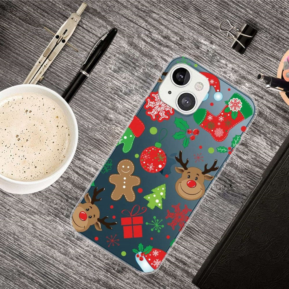 iPhone 14 Plus Fleksibelt Plast Jule Bagside Cover - Juledekorationer