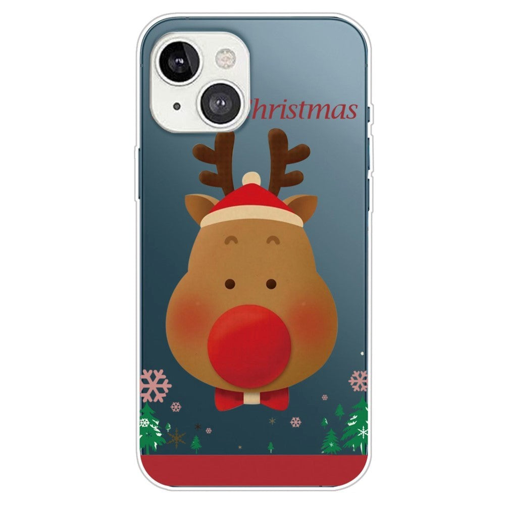 iPhone 14 Plus Fleksibelt Plast Jule Bagside Cover - Rensdyr Med Butterfly