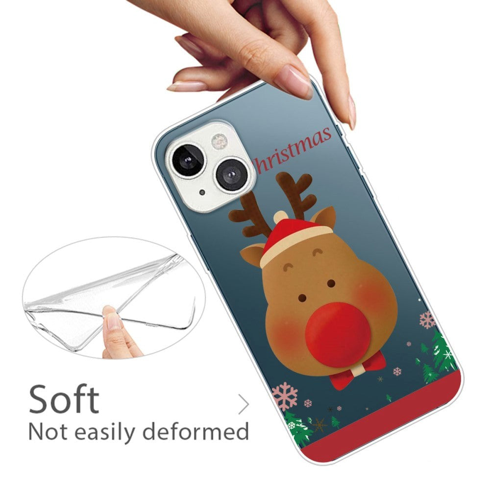 iPhone 14 Plus Fleksibelt Plast Jule Bagside Cover - Rensdyr Med Butterfly