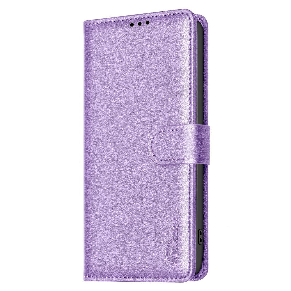 BINFEN Samsung Galaxy A26 (5G) Imiteret Læder Flip Cover m. RFID Blokering & Kortholder - Lilla