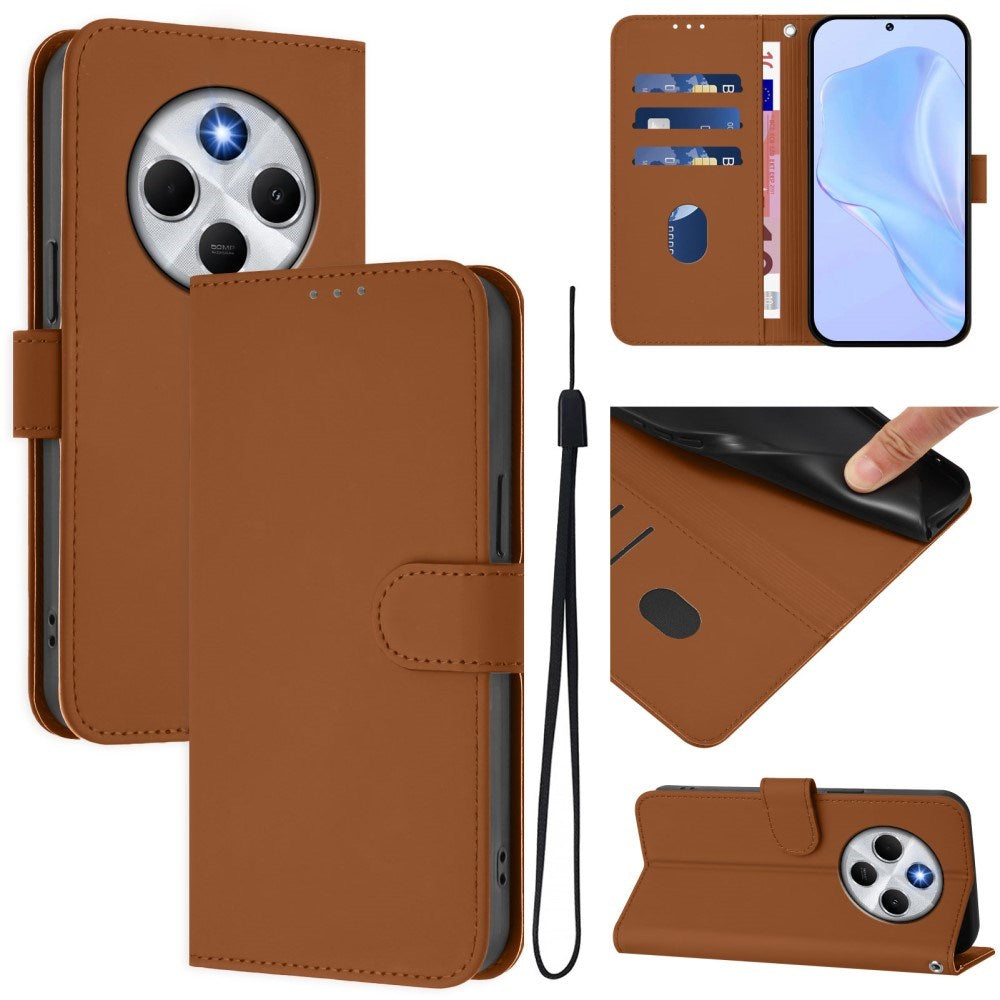 Xiaomi Redmi 14C - EIDERWOOD Kunstlæder Flip Cover m. Kortholder & Ståfunktion - Brun