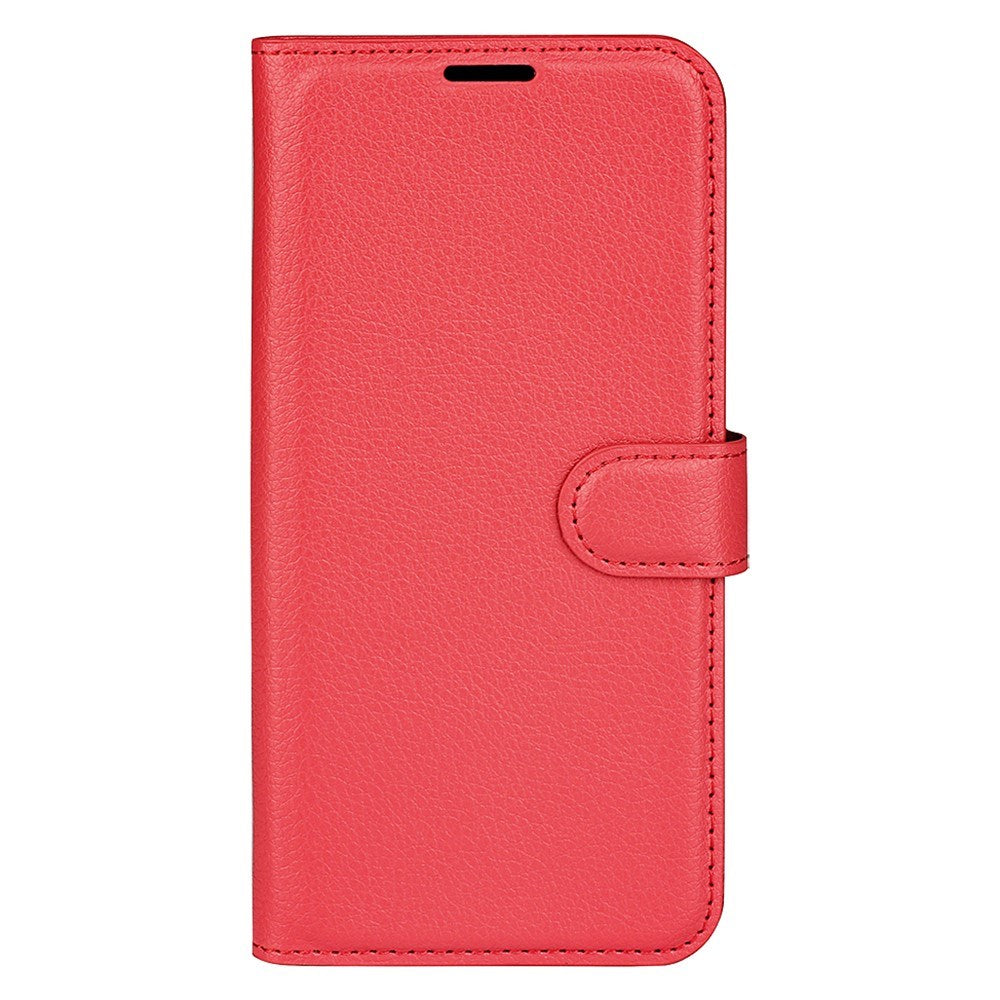 EIDERWOOD OnePlus 13 Stødresistent Læder Wallet Cover med Litchi Tekstur - Rød