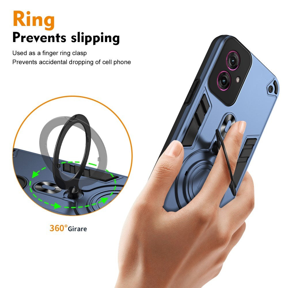 Motorola Moto G55 - EIDERWOOD Hybrid Håndværker Cover m. Roterende Kickstand - Blå