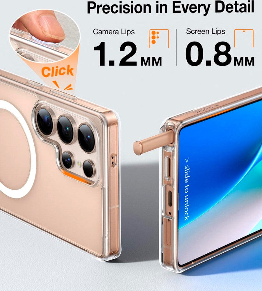 TORRAS - Samsung Galaxy S25 Ultra - Hybrid Cover m. Ståfunktion - MagSafe Kompatibel - Gennemsigtig