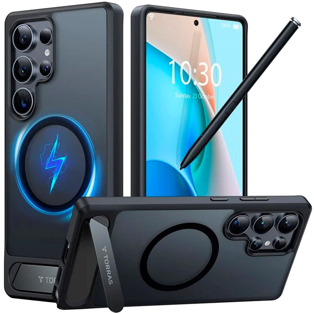 TORRAS - Samsung Galaxy S25 Ultra - Hybrid Cover m. Ståfunktion - MagSafe Kompatibel - Sort