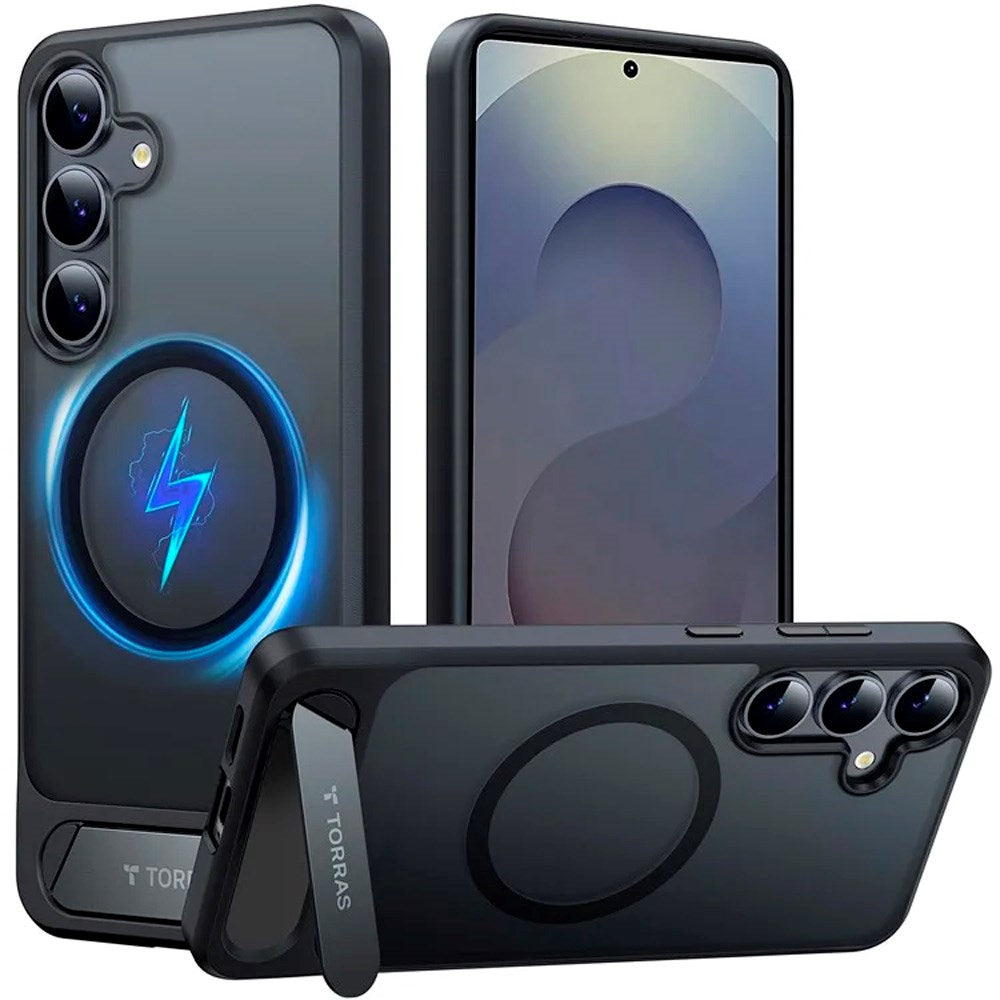 TORRAS - Samsung Galaxy S25+ (Plus) - Hybrid Cover m. Ståfunktion - MagSafe Kompatibel - Sort
