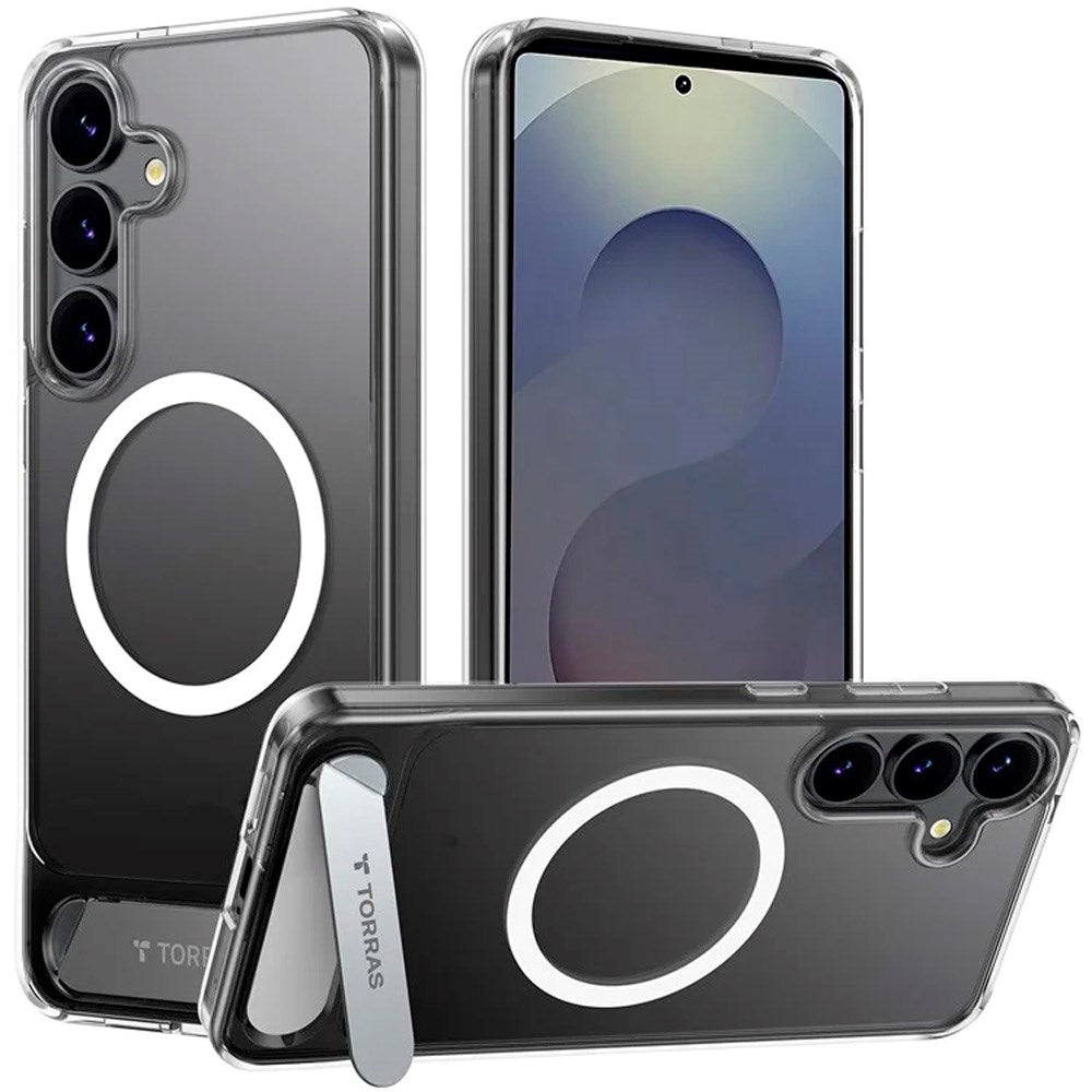 TORRAS - Samsung Galaxy S25+ (Plus) - Hybrid Cover m. Ståfunktion - MagSafe Kompatibel - Gennemsigtig