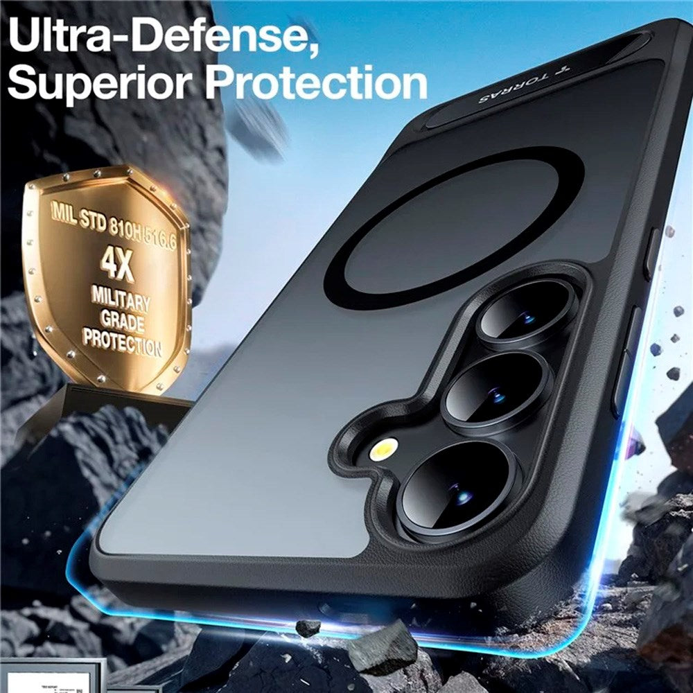 TORRAS - Samsung Galaxy S25 - Hybrid Cover m. Ståfunktion - MagSafe Kompatibel - Sort