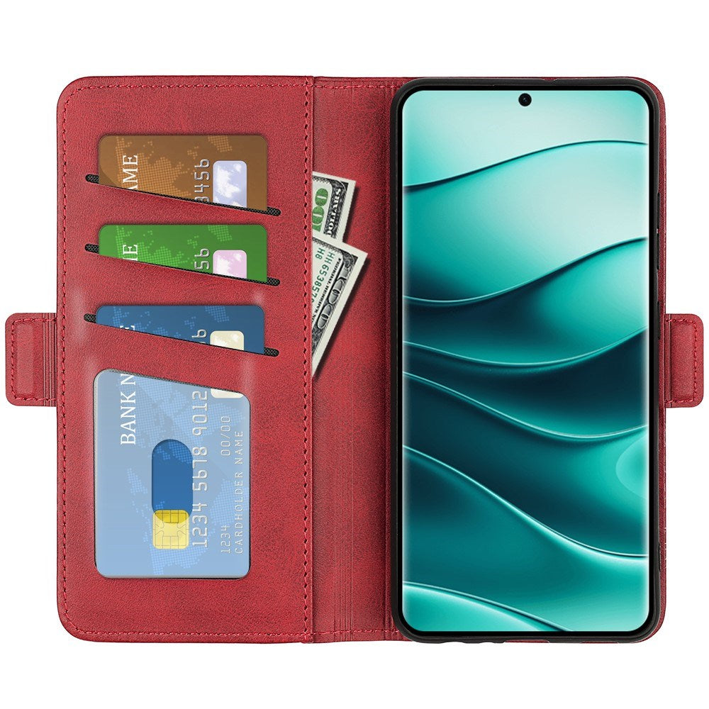Xiaomi Redmi Note 14 Pro+ - EIDERWOOD Kunstlæder Flip Cover m. Pung & Ståfunktion - Rød