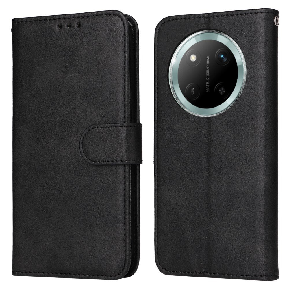 Honor Magic7 Lite - EIDERWOOD Kunstlæder Flip Cover m. Strop - Sort