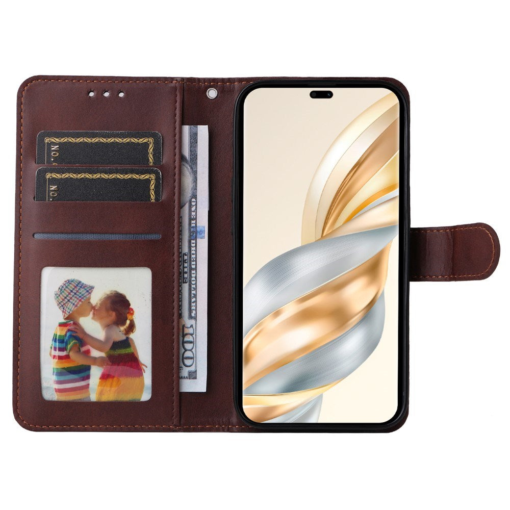 Honor Magic7 Lite - EIDERWOOD Kunstlæder Flip Cover m. Strop - Brun