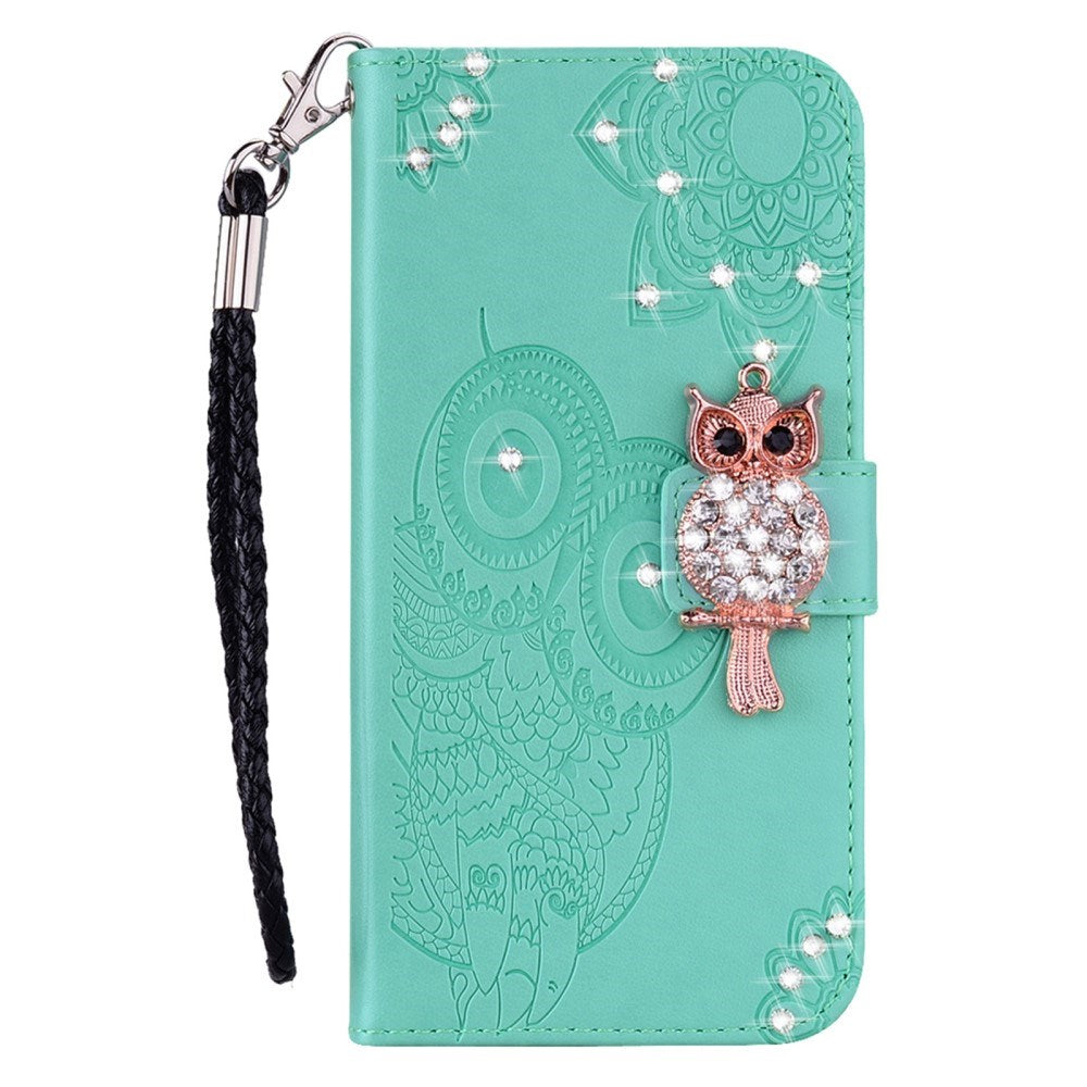 Samsung Galaxy S25 - EIDERWOOD Kunstlæder Flip Cover m. Uglemotiv - Turkis