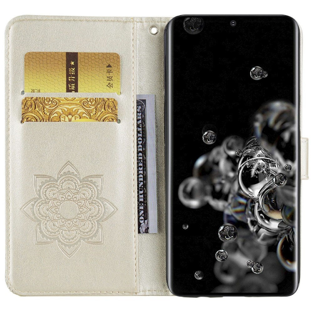 Samsung Galaxy S25 Ultra - EIDERWOOD Kunstlæder Flip Cover m. Uglemotiv - Guld
