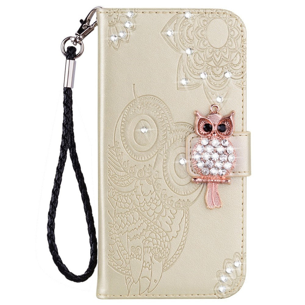 Samsung Galaxy S25 Ultra - EIDERWOOD Kunstlæder Flip Cover m. Uglemotiv - Guld
