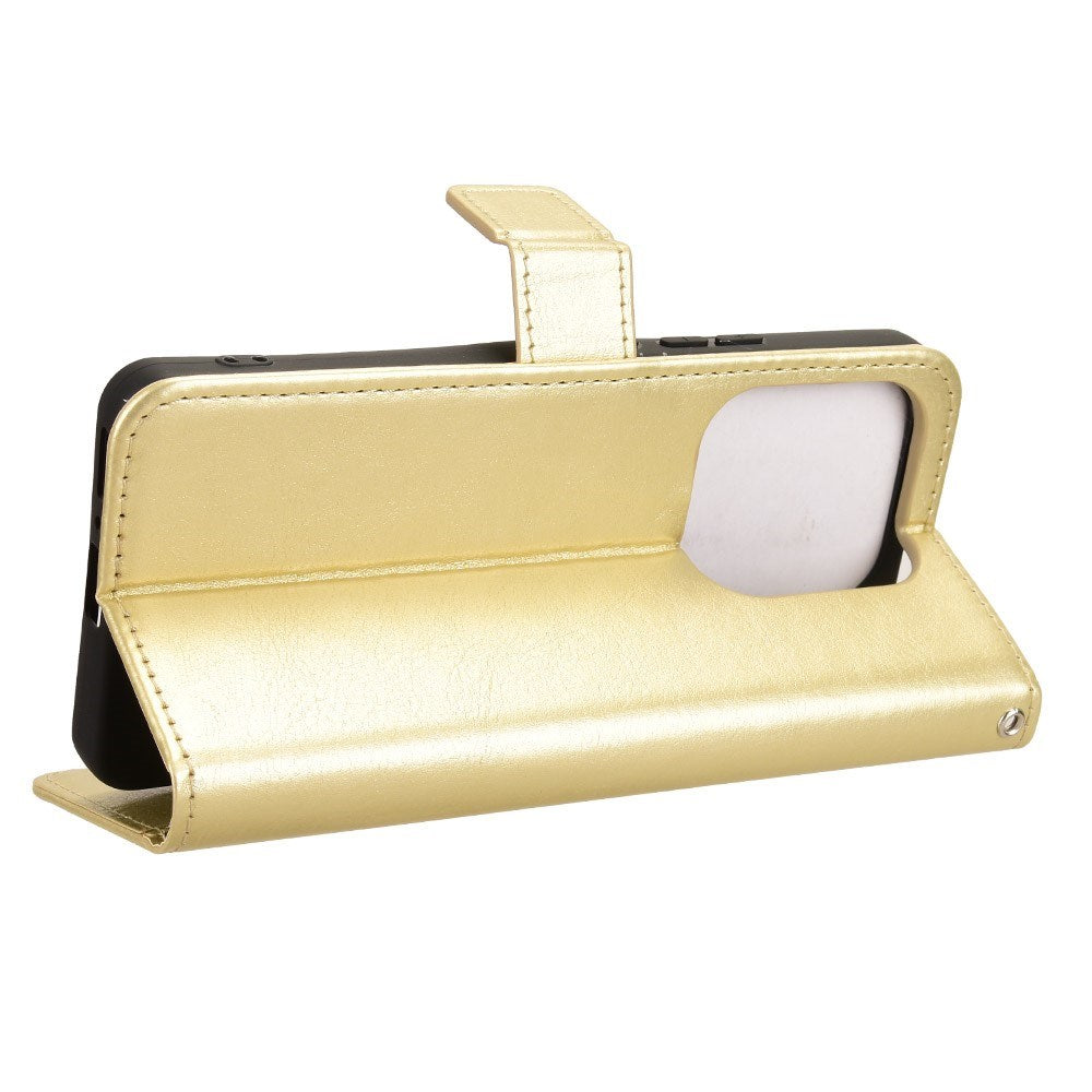 Xiaomi Redmi Note 14 (5G) - EIDERWOOD Kunstlæder Flip Cover m. Strop - Guld