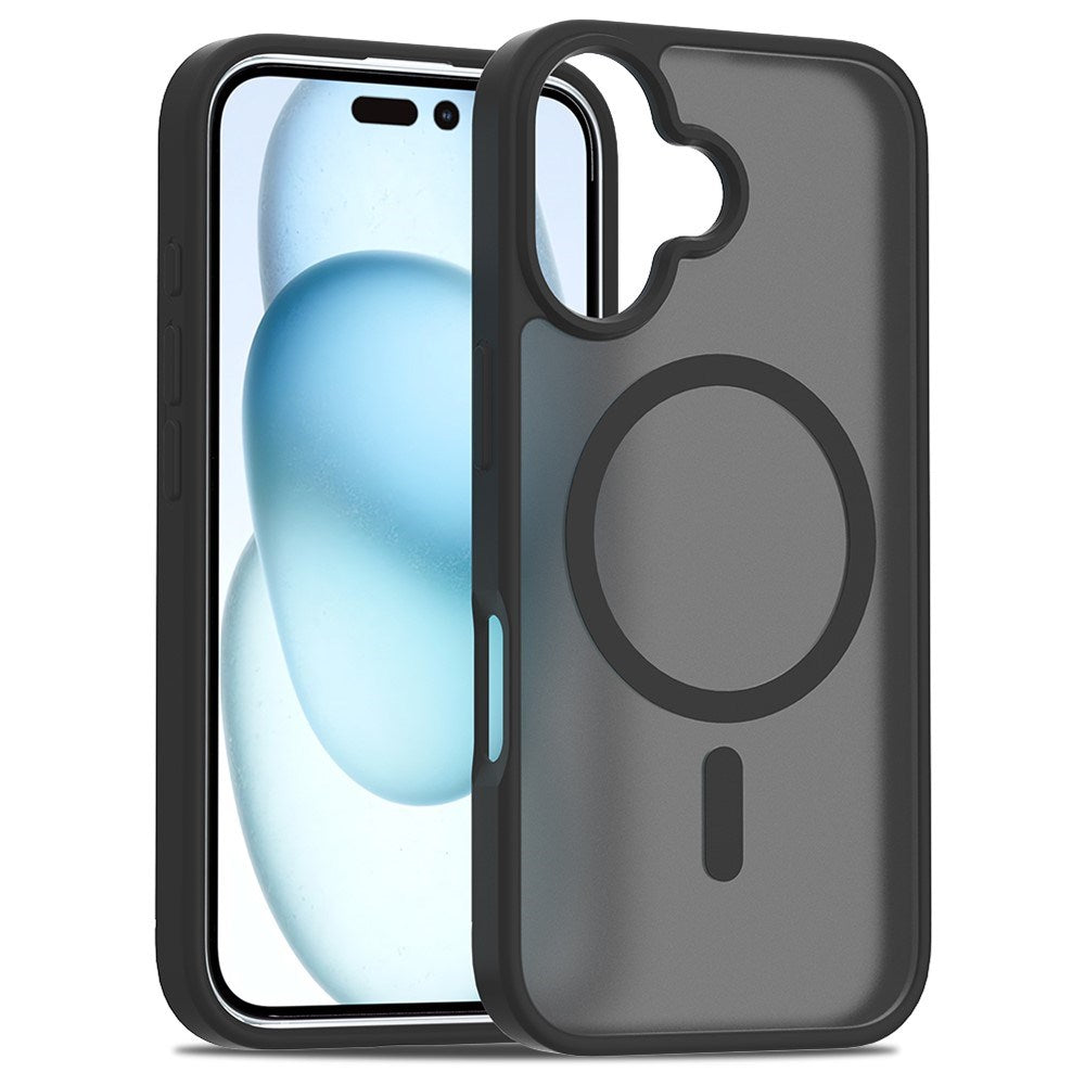iPhone 16 - EIDERWOOD Mat Hybrid Cover - MagSafe Kompatibel - Sort / Gennemsigtig