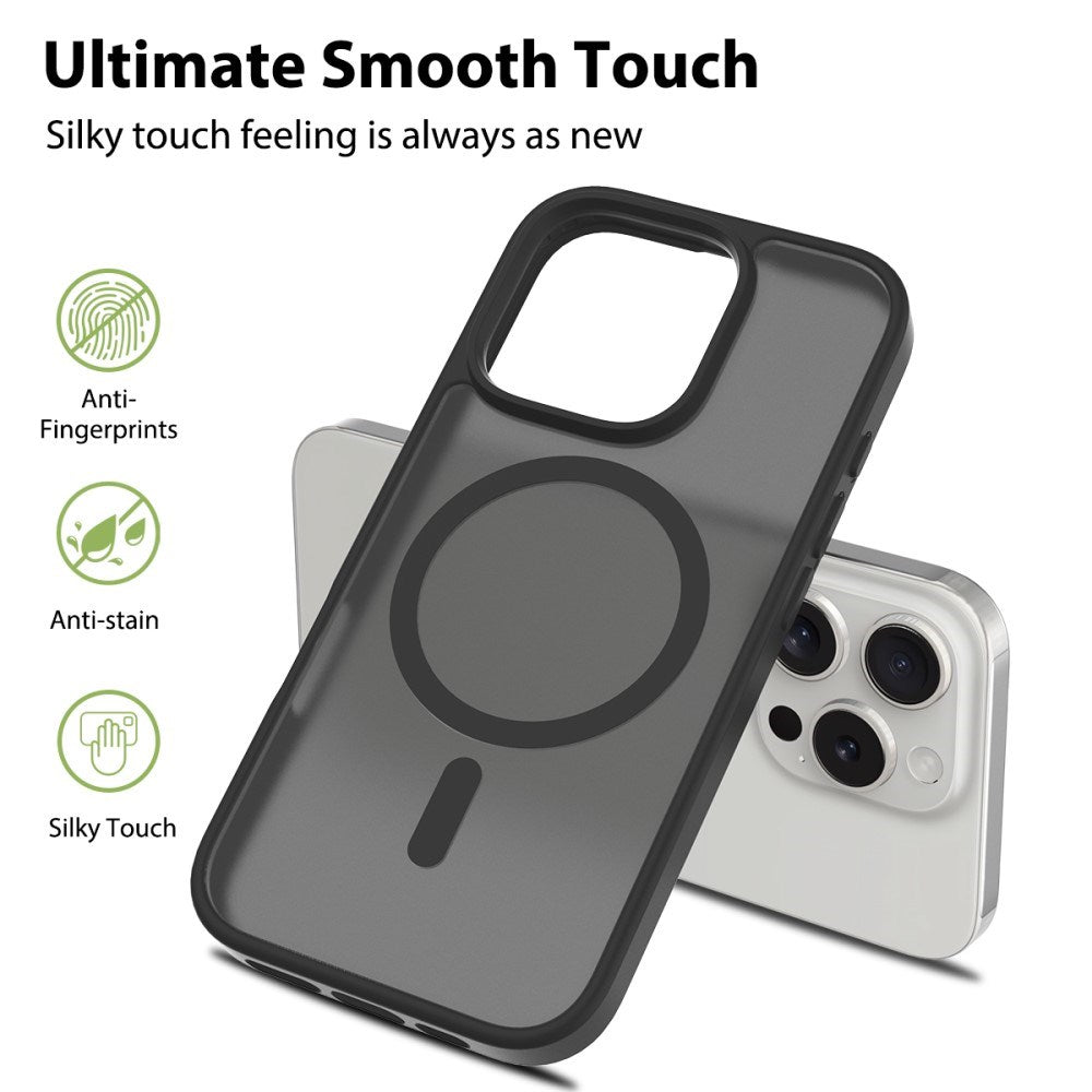 iPhone 16 Pro Max - EIDERWOOD Mat Hybrid Cover - MagSafe Kompatibel - Sort / Gennemsigtig
