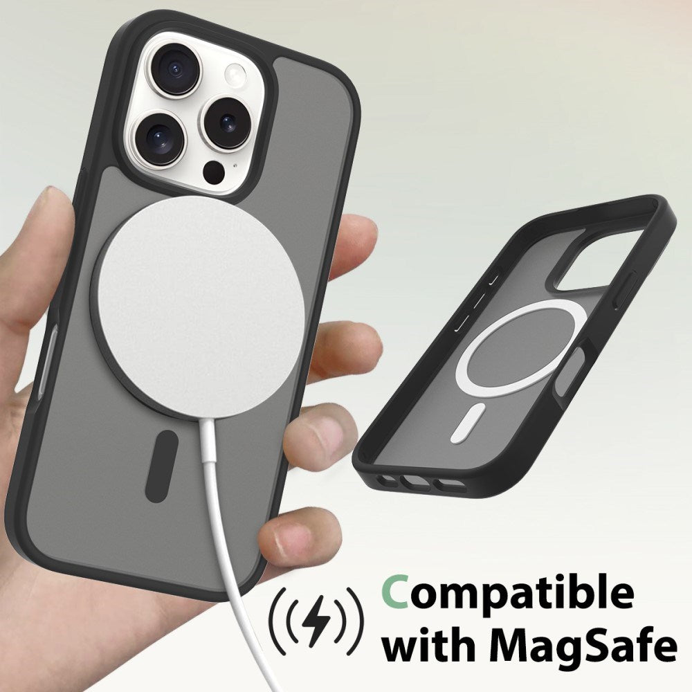 iPhone 16 Pro Max - EIDERWOOD Mat Hybrid Cover - MagSafe Kompatibel - Sort / Gennemsigtig