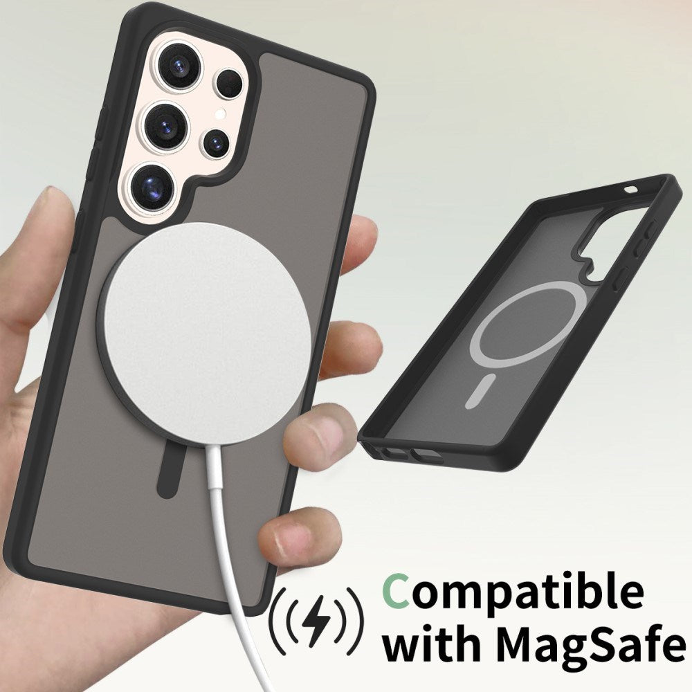 EIDERWOOD Samsung Galaxy S25 Ultra Mat Hybrid Bagside Cover - MagSafe Kompatibel - Sort / Gennemsigtig