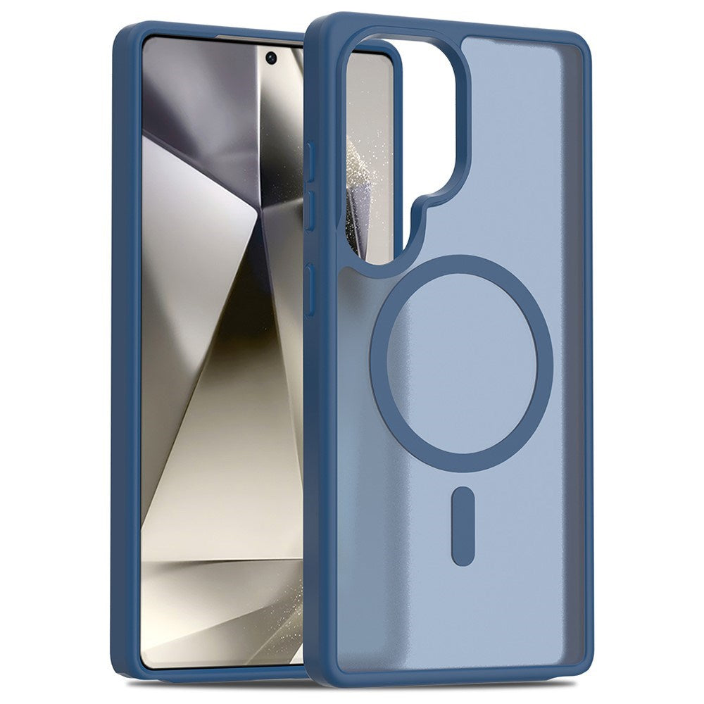 EIDERWOOD Samsung Galaxy S25 Ultra Mat Hybrid Bagside Cover - MagSafe Kompatibel - Blå / Gennemsigtig
