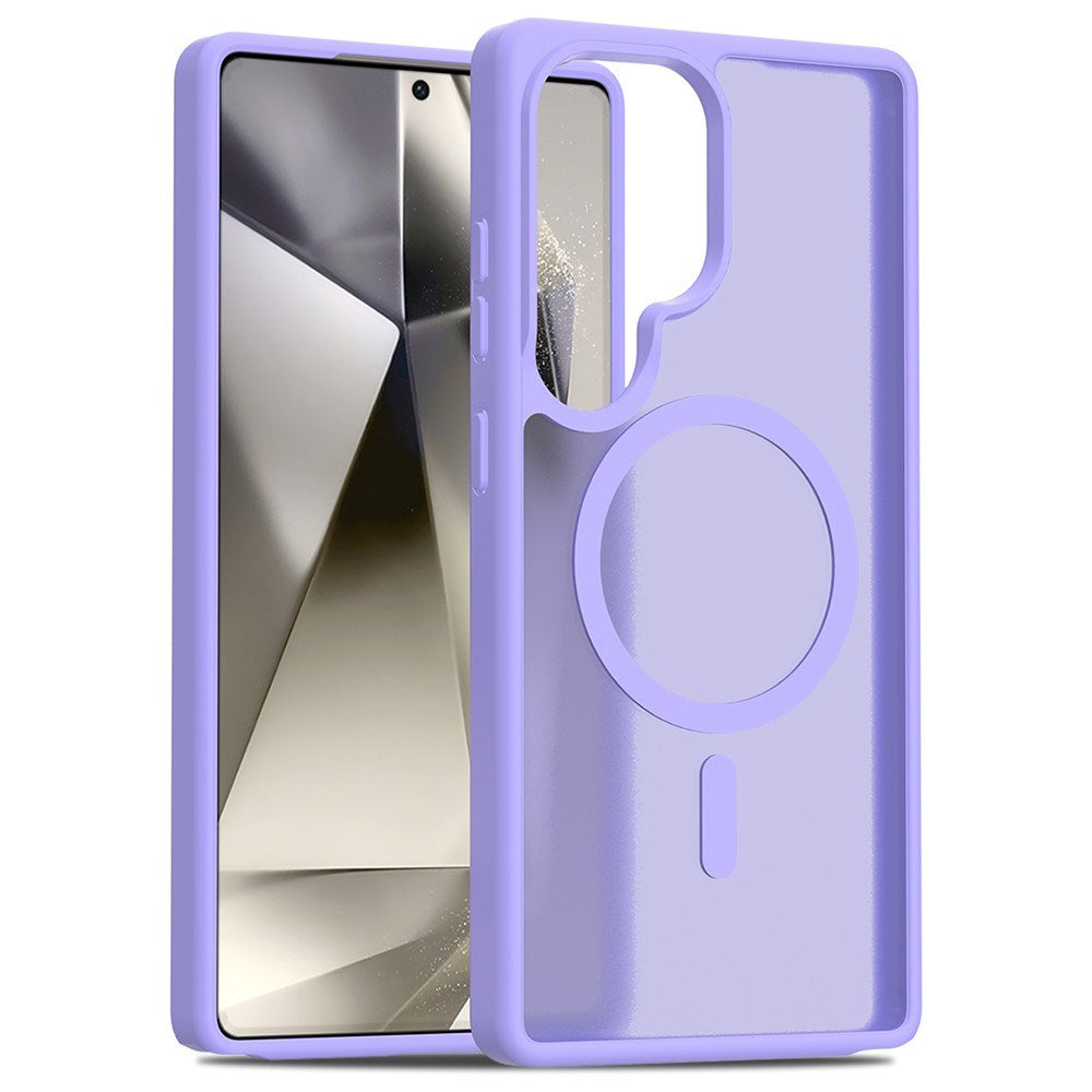 EIDERWOOD Samsung Galaxy S25 Ultra Mat Hybrid Bagside Cover - MagSafe Kompatibel - Lilla / Gennemsigtig