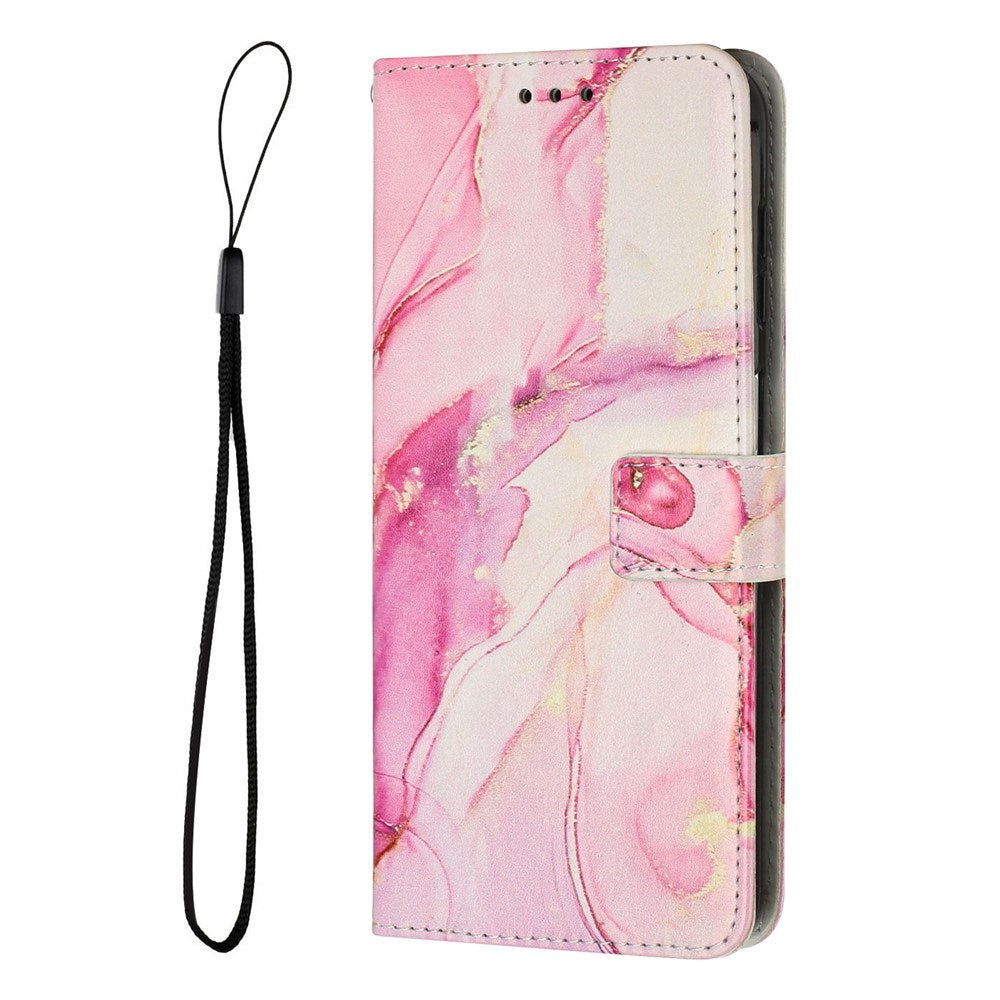 Google Pixel 10 Pro XL / 9 Pro XL - EIDERWOOD Marmormønstret Kunstlæder Flip Cover m. Strop - Lyserød
