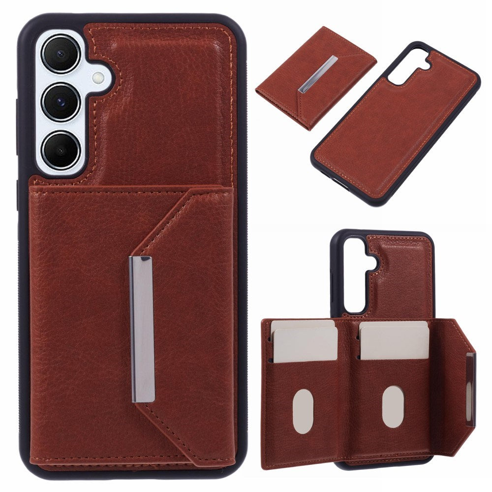 Samsung Galaxy S25 - EIDERWOOD 2-i-1 Vegansk Læder Cover m. Kortholder & Ståfunktion - Brun