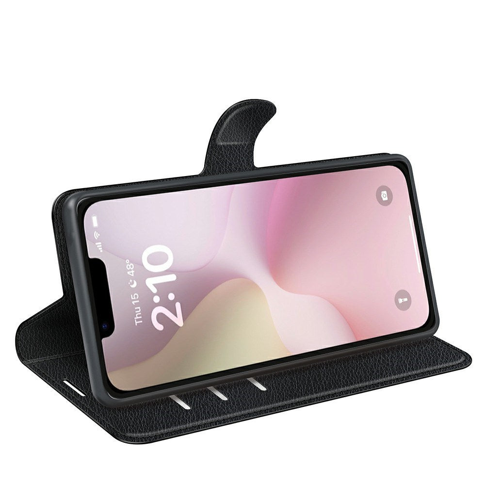 iPhone 16e - EIDERWOOD Kunstlæder Flip Cover m. Kortholder & Ståfunktion - Sort