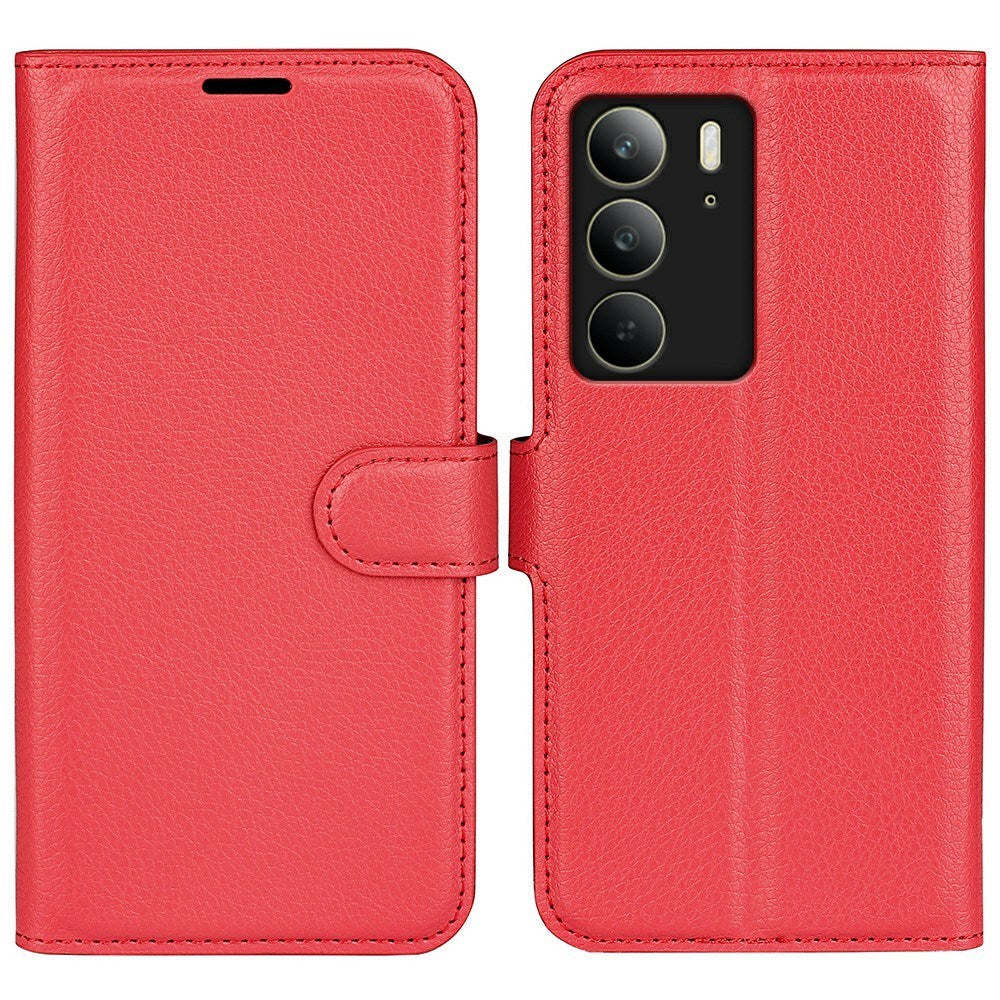 Realme C75 - EIDERWOOD Kunstlæder Flip Cover m. Kortholder & Ståfunktion - Rød