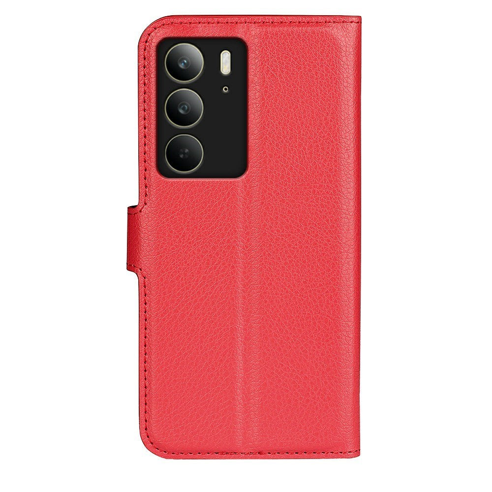 Realme C75 - EIDERWOOD Kunstlæder Flip Cover m. Kortholder & Ståfunktion - Rød