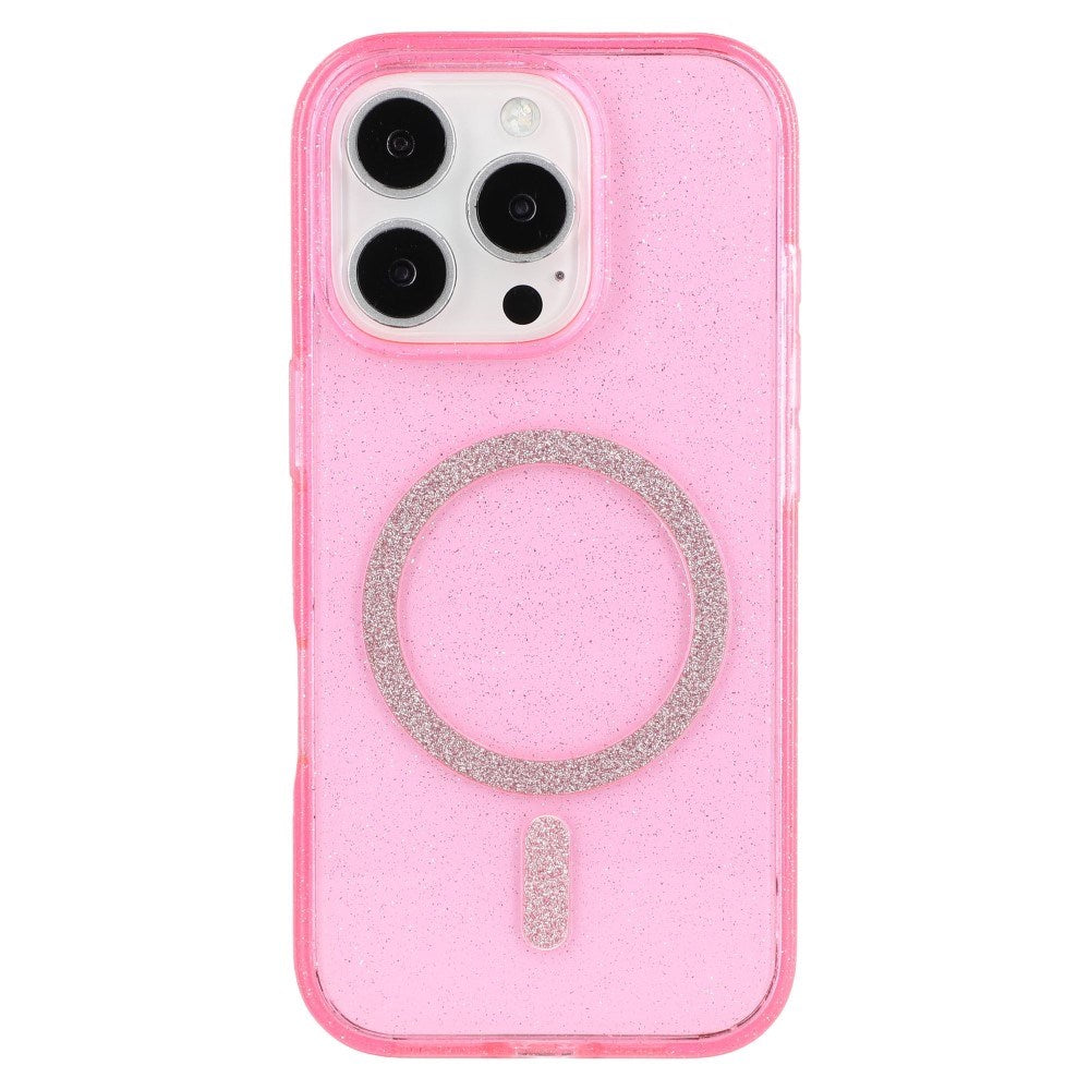 iPhone 16 Pro - EIDERWOOD Plastik Glitter Cover - MagSafe Kompatibel - Lyserød